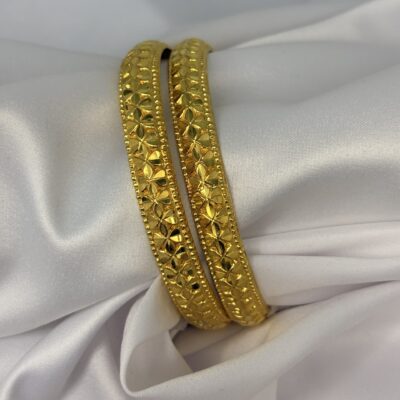 Floral Cut Gold Bangles