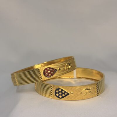 Rajwadi Meenakari Drop Gold Bangles
