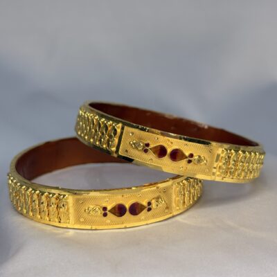 Meenakari Teardrop Gold Bangles