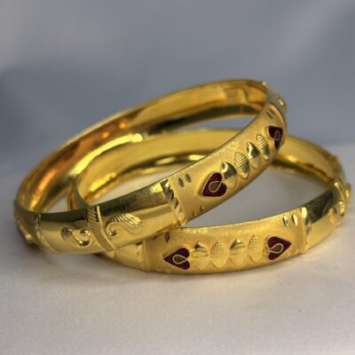 Meenakari Heart Motif Gold Bangles