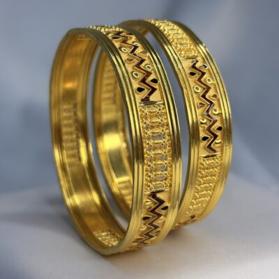 Meenakari Zigzag Gold Bangles