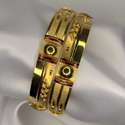 Floral Motif Gold Bangle