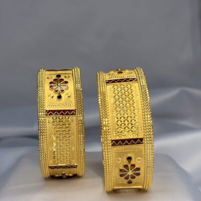 Regal Floral Mesh Gold Bangles
