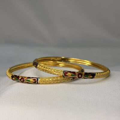 Rajwadi Meenakari Nakshi Gold Bangles