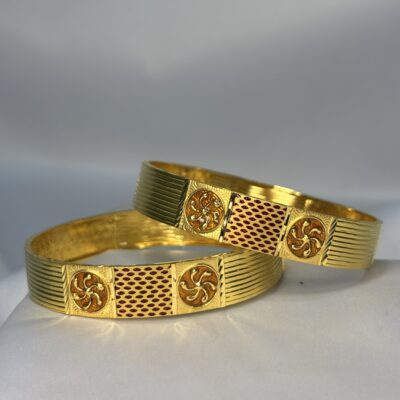 Royal Meenakari Panel Gold Bangles